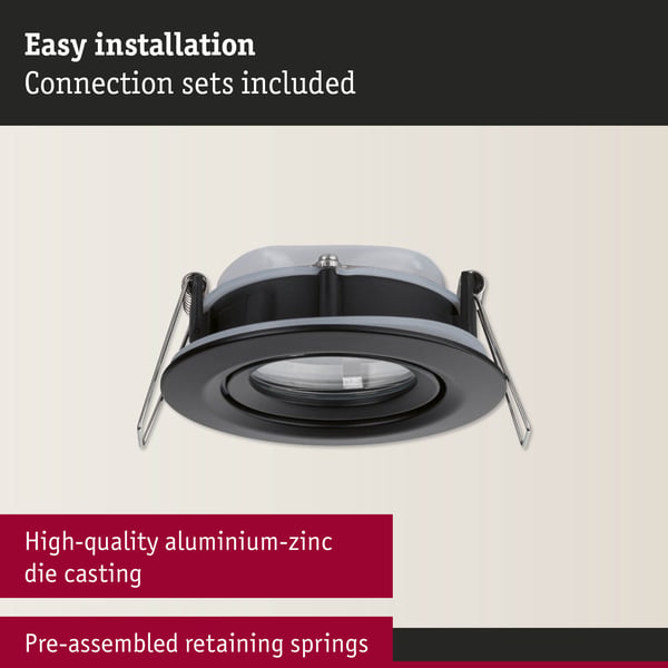 Paulmann Infälld armatur Nova Plus IP65 rund 93 mm 30° GU5,3 / GU10 max. 35W 230/12V dimbar Svart matt
