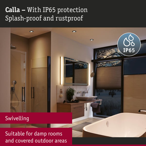Paulmann Infälld LED lampa Calla IP65 rund 90 mm 30° 10x6W 10x500lm 230V 4000K Svart matt