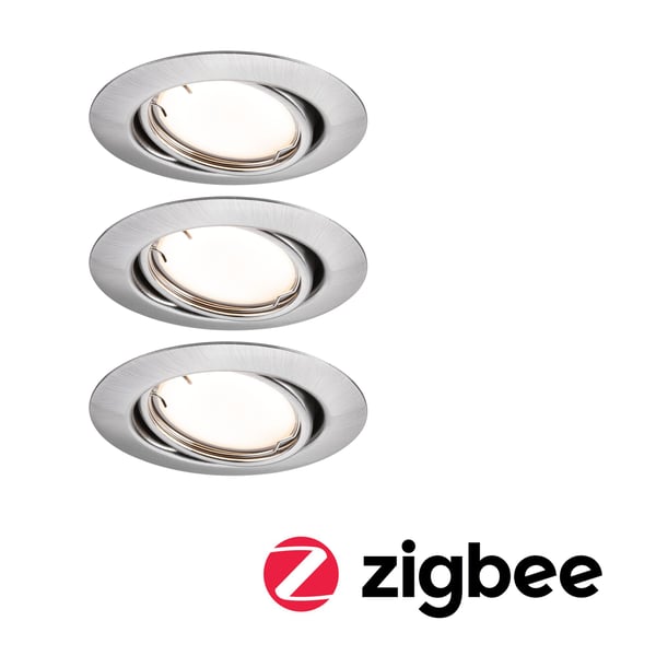 Paulmann Infälld LED lampa Smart Home Zigbee 3.0 Base Coin rund 90 mm 20° Coin 3x4,9W 3x430lm 230V dimbar 3000K Järn borstat