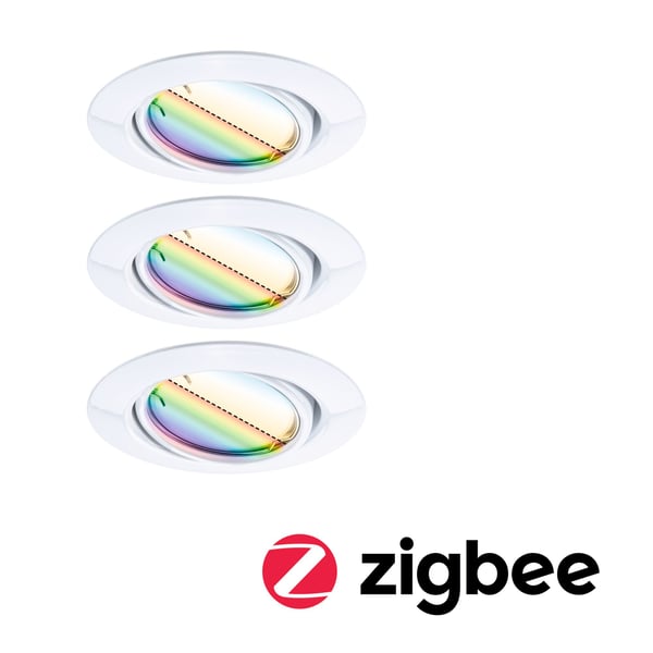 Paulmann Infälld LED lampa Smart Home Zigbee 3.0 Base Coin rund 90 mm 20° Coin 3x4,9W 3x420lm 230V dimbar RGBW+ Vit