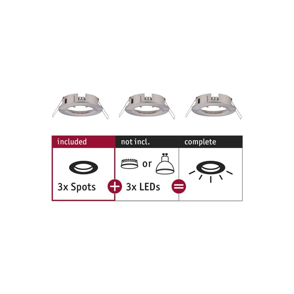 Paulmann Infälld armatur Choose IP44 rund 78 mm max. 3x10W 230V dimbar Järn borstat