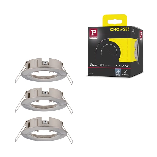 Paulmann Infälld armatur Choose IP44 rund 78 mm max. 3x10W 230V dimbar Järn borstat