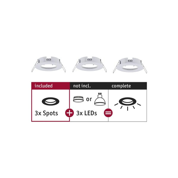 Paulmann Infälld armatur Choose IP44 rund 78 mm max. 3x10W 230V dimbar Vit matt