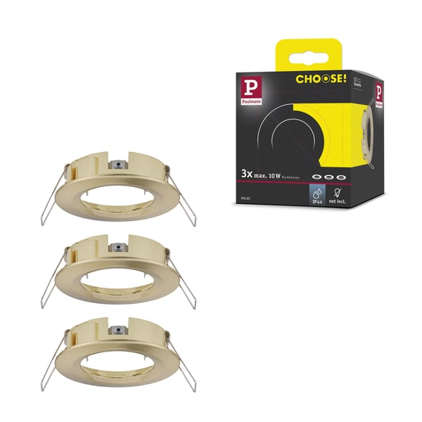 Paulmann Infälld armatur Choose IP44 rund 78 mm max. 3x10W 230V dimbar Mässing borstad