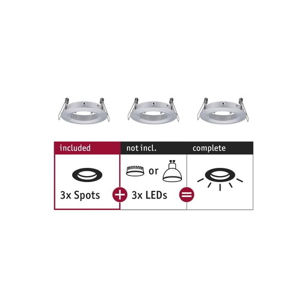 Paulmann Infälld armatur Choose IP44 rund 78 mm max. 3x10W 230V dimbar Aluminium vriden
