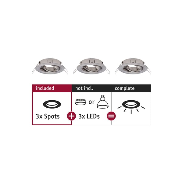 Paulmann Infälld armatur Choose rund 84 mm 50° max. 3x10W 230V dimbar Järn borstat