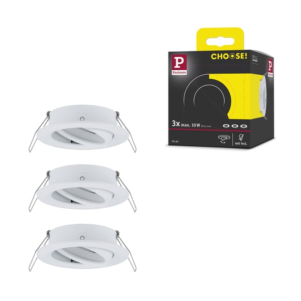 Paulmann Infälld armatur Choose rund 84 mm 50° max. 3x10W 230V dimbar Vit matt