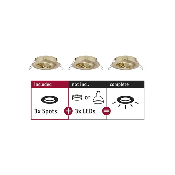 Paulmann Infälld armatur Choose rund 84 mm 50° max. 3x10W 230V dimbar Mässing borstad
