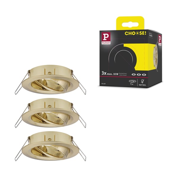 Paulmann Infälld armatur Choose rund 84 mm 50° max. 3x10W 230V dimbar Mässing borstad