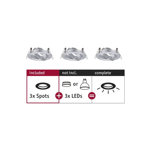 Paulmann Infälld armatur Choose rund 84 mm 50° max. 3x10W 230V dimbar Aluminium vriden Paulmann Infälld armatur Choose rund 84 mm 50° max. 3x10W 230V dimbar Aluminium vriden
