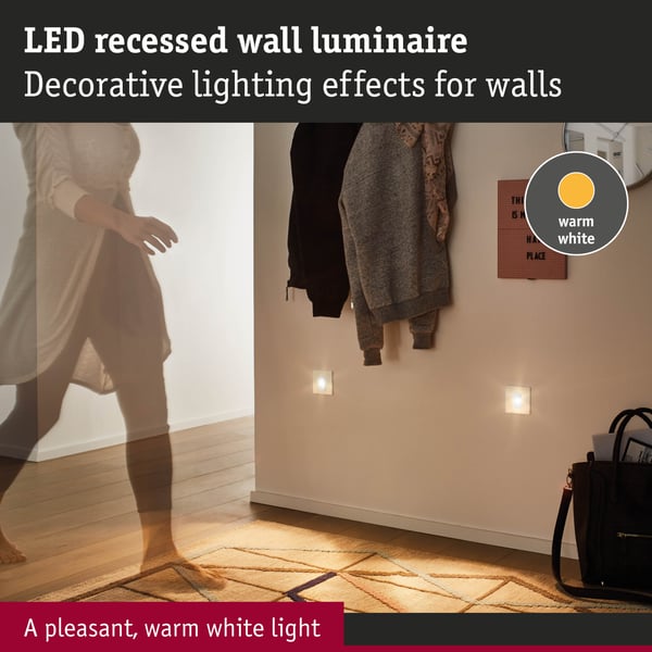 Paulmann LED infälld vägglampa Wall rund 78 mm 1,1W 65lm 230V 2700K Vit