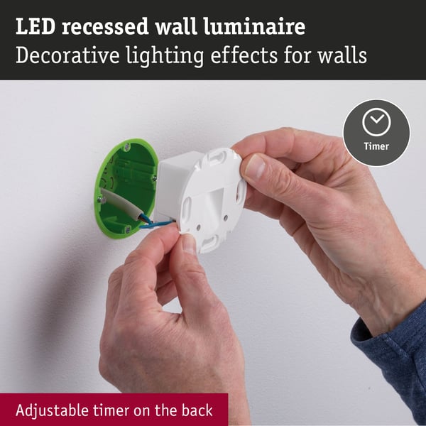 Paulmann LED infälld vägglampa Wall rund 78 mm 1,1W 65lm 230V 2700K Vit