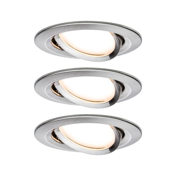 Paulmann Infälld LED lampa Smart Home Zigbee 3.0 Nova Plus Coin rund 84 mm 50° Coin 3x6W 3x470lm 230V dimbar 2700K Järn borstat