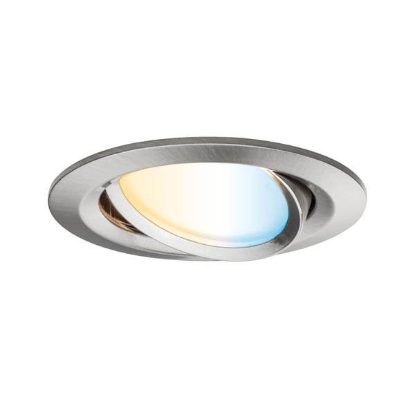 Paulmann Infälld LED lampa Smart Home Zigbee 3.0 Nova Plus Coin rund 84 mm 50° Coin 6W 470lm 230V dimbar Tunable White Järn borstat