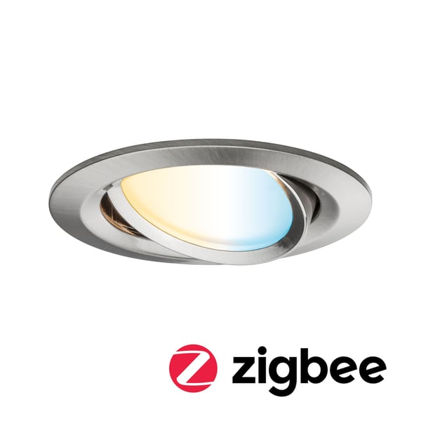 Paulmann Infälld LED lampa Smart Home Zigbee 3.0 Nova Plus Coin rund 84 mm 50° Coin 6W 470lm 230V dimbar Tunable White Järn borstat