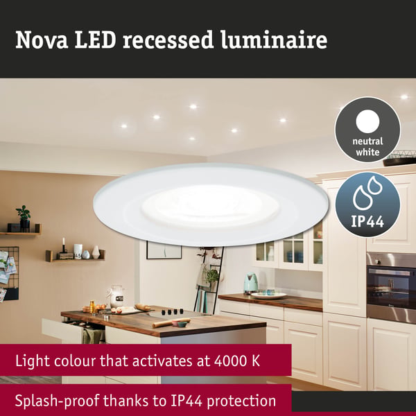 Paulmann Infälld LED lampa Nova IP44 rund 78 mm GU10 3x6,5W 3x470lm 230V 4000K Vit matt