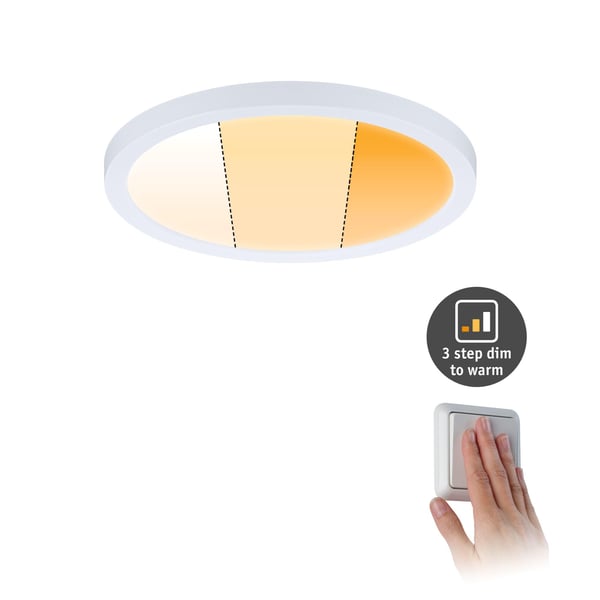 Paulmann VariFit Infälld LED panel Dim to Warm Areo panel IP44 rund 175 mm 13W 1200lm 3 Step Dim to warm Vit matt dimbar
