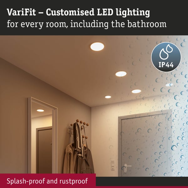 Paulmann VariFit Infälld LED panel Areo panel IP44 rund 118 mm 6,5W 550lm 3000K Krom matt
