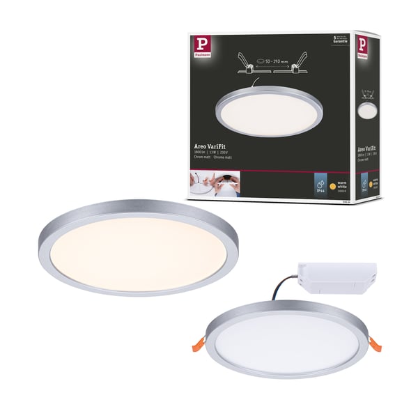 Paulmann VariFit Infälld LED panel Areo panel IP44 rund 175 mm 13W 1200lm 3000K Krom matt Paulmann VariFit Infälld LED panel Areo panel IP44 rund 175 mm 13W 1200lm 3000K Krom matt