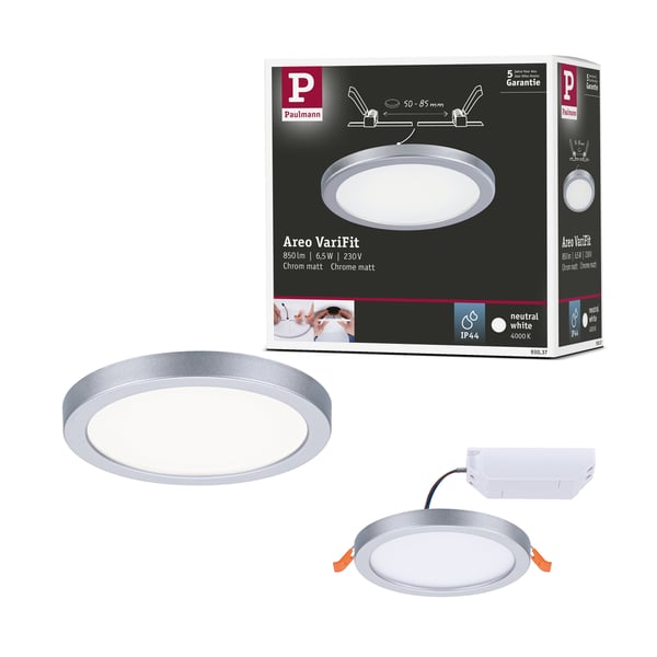 Paulmann VariFit Infälld LED panel Areo panel IP44 rund 118 mm 6,5W 500lm 4000K Krom matt