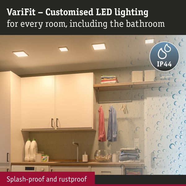 Paulmann VariFit Infälld LED panel Areo panel IP44 vinkelformad 118x118 mm 6,5W 500lm 3000K Vit