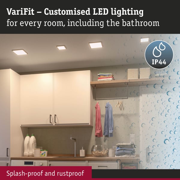 Paulmann VariFit Infälld LED panel Areo panel IP44 vinkelformad 118x118 mm 6,5W 500lm 4000K Vit