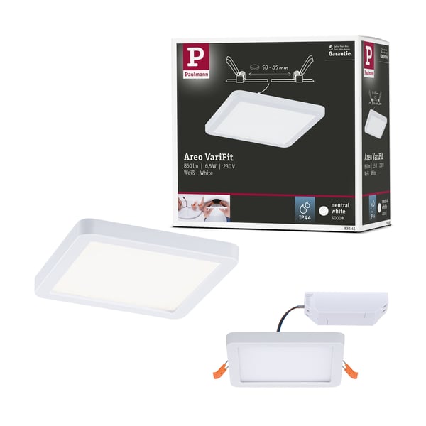 Paulmann VariFit Infälld LED panel Areo panel IP44 vinkelformad 118x118 mm 6,5W 500lm 4000K Vit