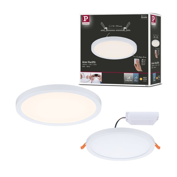 Paulmann VariFit Infälld LED panel 3-Step-Dim Areo panel IP44 rund 175 mm 13W 1200lm 3000K Vit dimbar