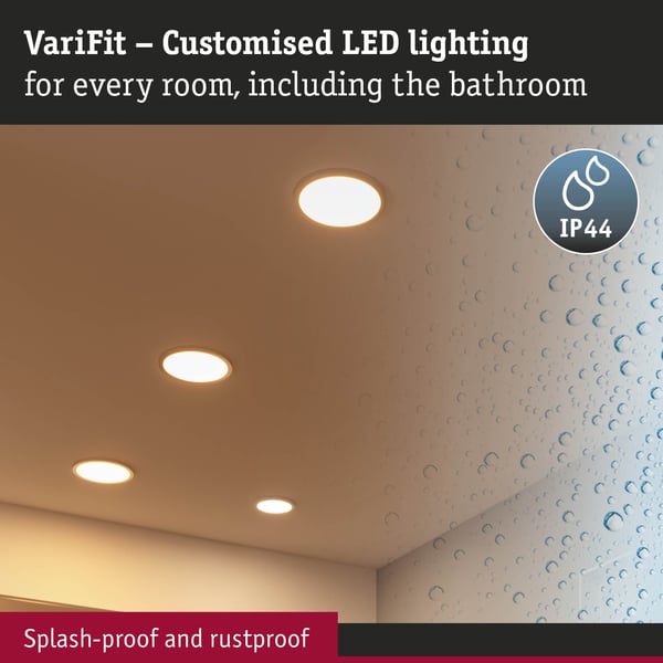 Paulmann VariFit Infälld LED panel 3-Step-Dim Areo panel IP44 rund 230 mm 16W 1400lm 3000K Krom dimbar