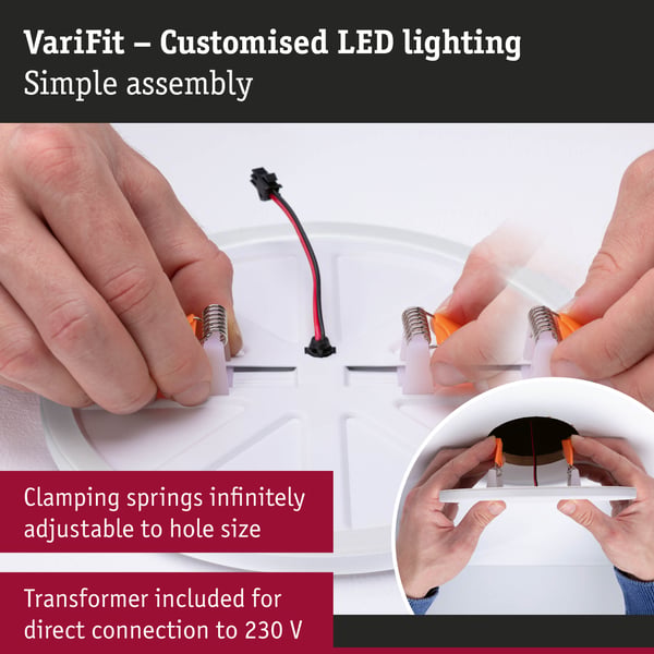 Paulmann VariFit Infälld LED panel 3-Step-Dim Areo panel IP44 rund 230 mm 16W 1400lm 3000K Krom dimbar