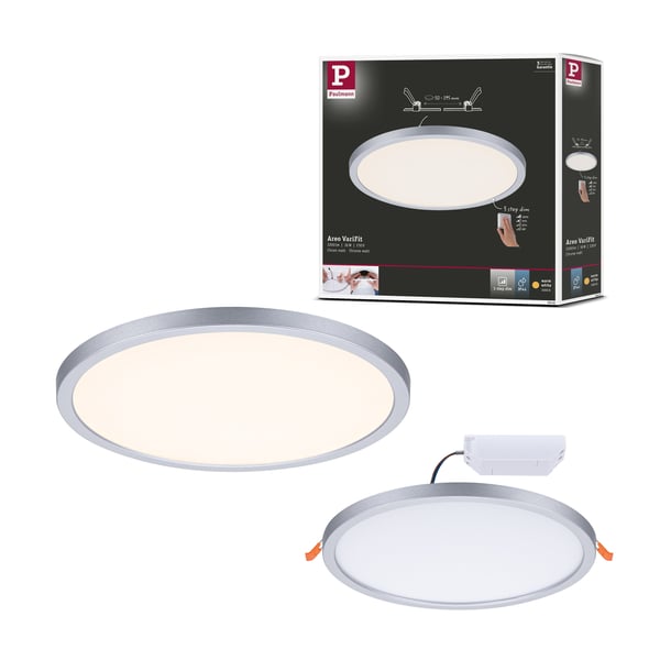 Paulmann VariFit Infälld LED panel 3-Step-Dim Areo panel IP44 rund 230 mm 16W 1400lm 3000K Krom dimbar