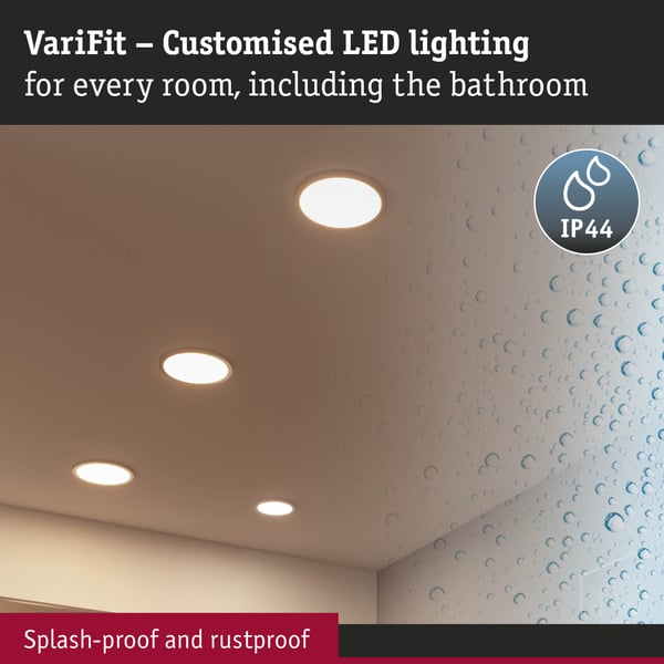 Paulmann VariFit Infälld LED panel 3-Step-Dim Areo panel IP44 rund 230 mm 16W 1400lm 4000K Vit dimbar