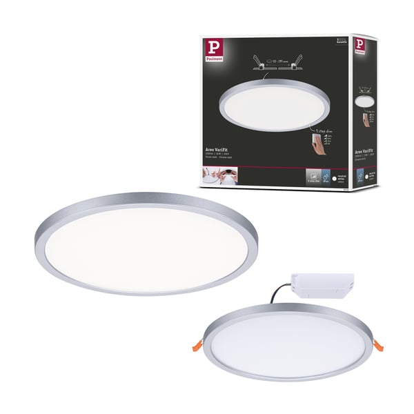 Paulmann VariFit Infälld LED panel 3-Step-Dim Areo panel IP44 rund 230 mm 16W 1400lm 4000K Krom matt dimbar