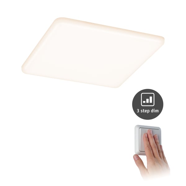 Paulmann VariFit Infälld LED panel 3-Step-Dim Veluna Panel IP44 vinkelformad 185x185 mm 17W 1400lm 3000K Satin dimbar