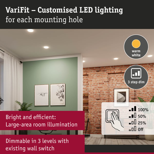 Paulmann VariFit Infälld LED panel 3-Step-Dim Veluna Panel