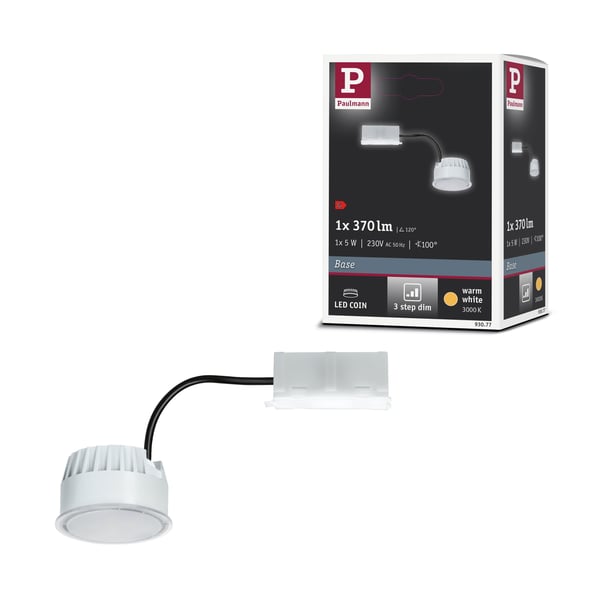Paulmann LED modul infälld belysning 3-Step-Dim Base Coin rund 50 mm Coin 5W 370lm 230V dimbar 3000K Opal