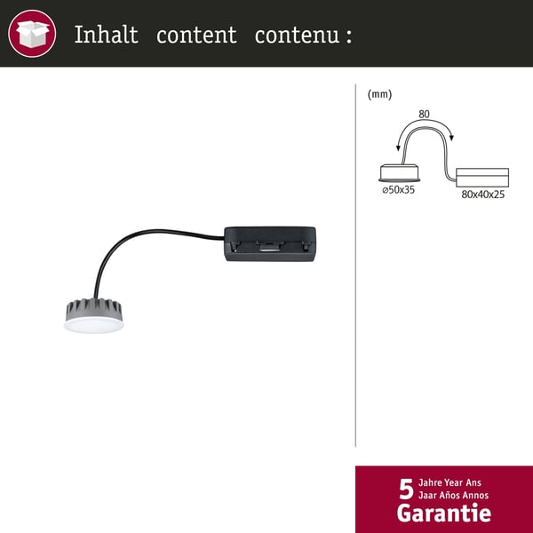 Paulmann LED modul infälld belysning Nova Plus Coin rund 50 mm Coin 6W 530lm 230V dimbar 4000K Satin