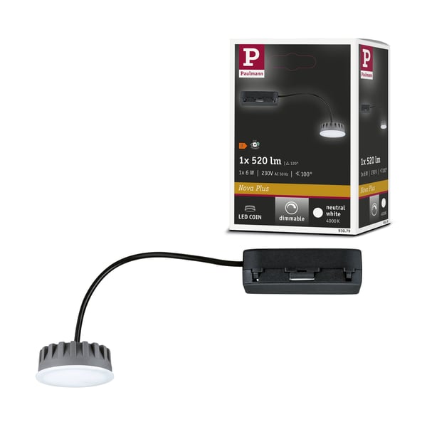 Paulmann LED modul infälld belysning Nova Plus Coin rund 50 mm Coin 6W 530lm 230V dimbar 4000K Satin