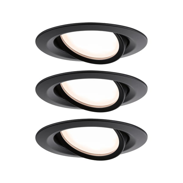 Paulmann Infälld LED lampa Nova Plus Coin IP65 rund 93 mm 30° Coin 3x6W 3x470lm 230V dimbar 2700K Svart matt