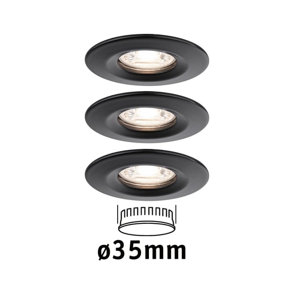 Paulmann Infälld LED lampa Nova Mini Coin IP44 rund 66 mm Coin 3x4W 3x310lm 230V 2700K Svart matt