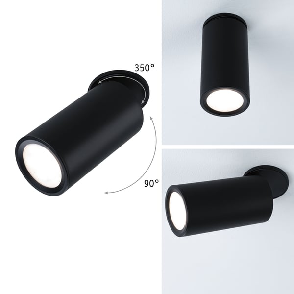 Paulmann Infälld LED lampa 3-Step-Dim Turnal rund 60 mm 90° Coin 6W 470lm 230V dimbar 2700K Svart matt