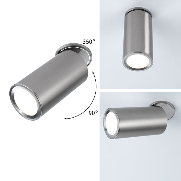 Paulmann Infälld LED lampa 3-Step-Dim Turnal rund 60 mm 90° Coin 6W 470lm 230V dimbar 2700K Järn borstat