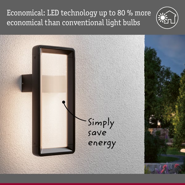 Paulmann LED vägglampa för utomhusbruk Reana IP44 vinkelformad 176x403 mm 3000K 2x3W 2x130lm 230V Antracit Metall