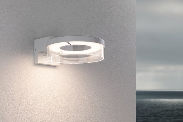 Paulmann LED vägglampa för utomhusbruk Capera IP44 231 mm 3000K 8W / 1,2W 700lm / 0lm 230V Vit Aluminium