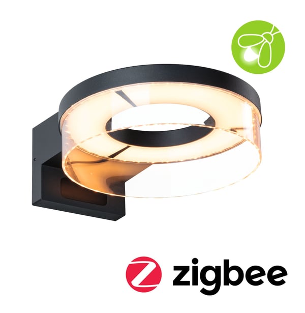 Paulmann LED vägglampa för utomhusbruk Smart Home Zigbee 3.0 Capera IP44 231 mm Tunable Warm 12,5W 800lm 230V Antracit Aluminium