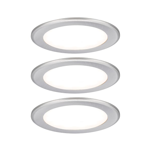 Paulmann LED infällda möbellampor rund 65 mm 3x2,5W 3x180lm 230/12V 3000K Järn borstat