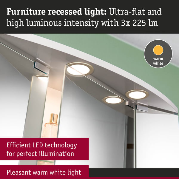 Paulmann LED infällda möbellampor rund 65 mm 3x2,5W 3x180lm 230/12V 3000K Guld matt