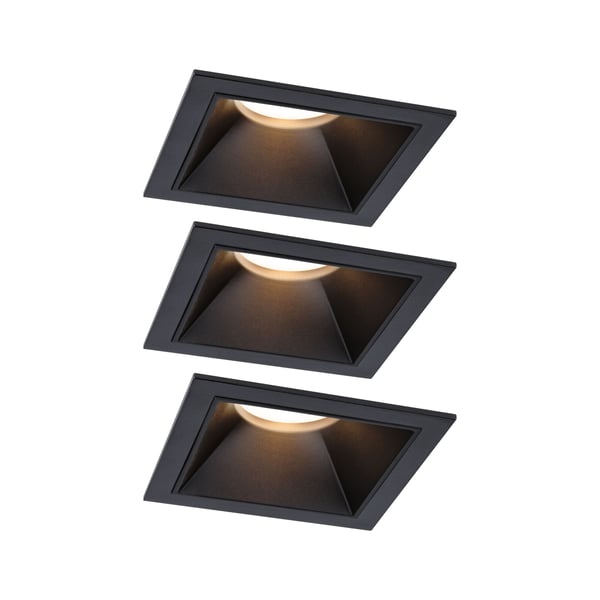 Paulmann Infälld LED lampa 3-Step-Dim Cole Coin IP44 vinkelformad 88x88 mm Coin 3x6W 3x470lm 230V dimbar 2700K Svart