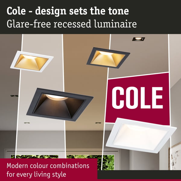 Paulmann Infälld LED lampa 3-Step-Dim Cole Coin IP44 vinkelformad 88x88 mm Coin 3x6W 3x470lm 230V dimbar 2700K Vit