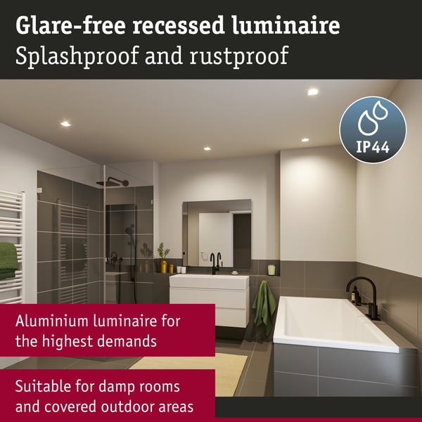 Paulmann Infälld LED lampa 3-Step-Dim Cole Coin IP44 vinkelformad 88x88 mm Coin 3x6W 3x470lm 230V dimbar 2700K Vit